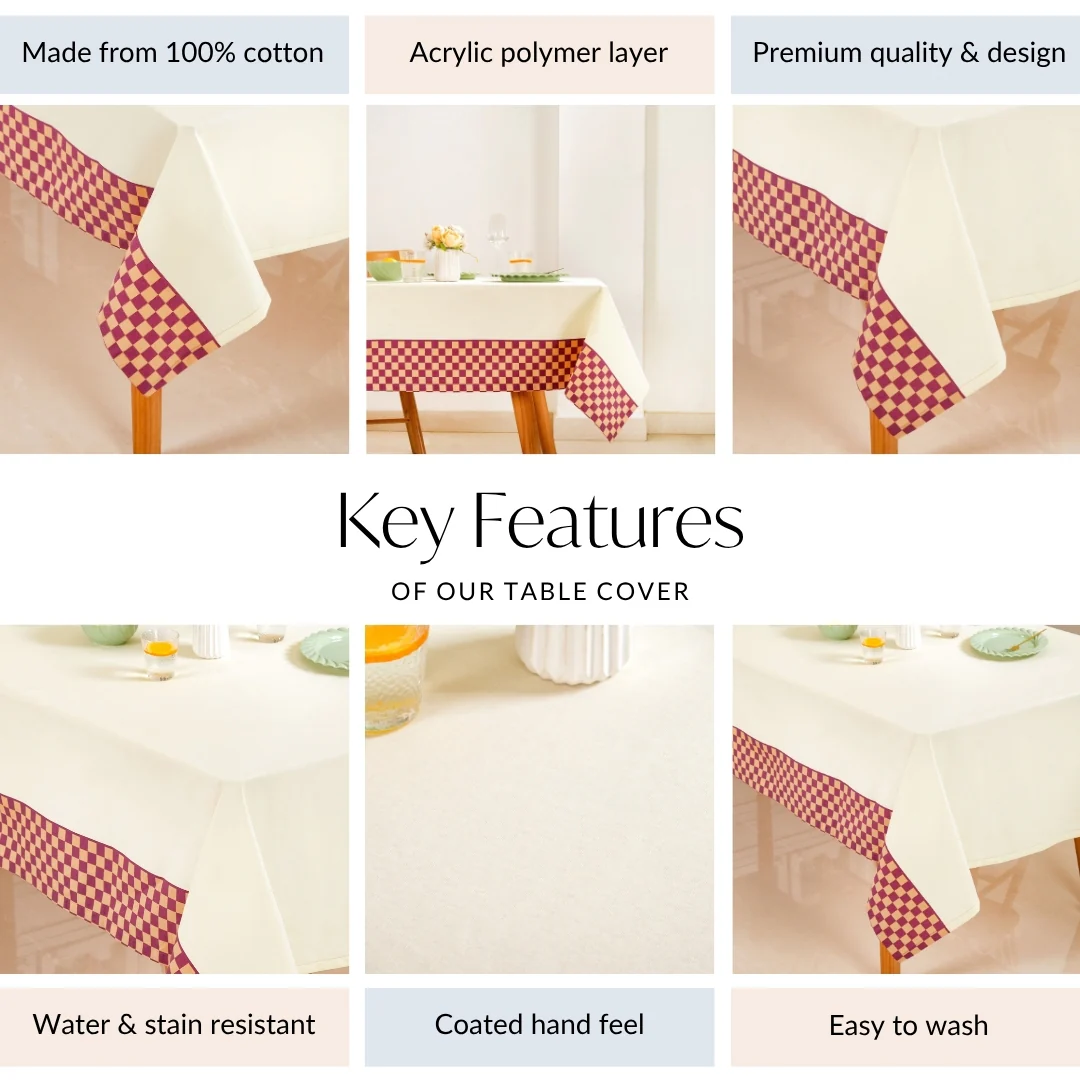 Checkered Border 8 Seater Table Cloth 274x152cm - Image 5