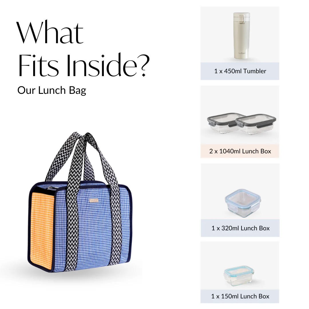 Checkered Lunch Bag Blue - Image 8