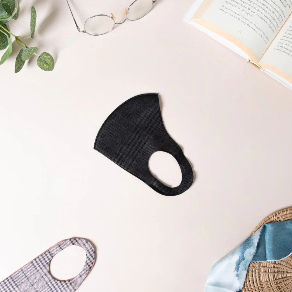 Checkered Pollution Protect Face Mask Black Set Of 4 - Image 10
