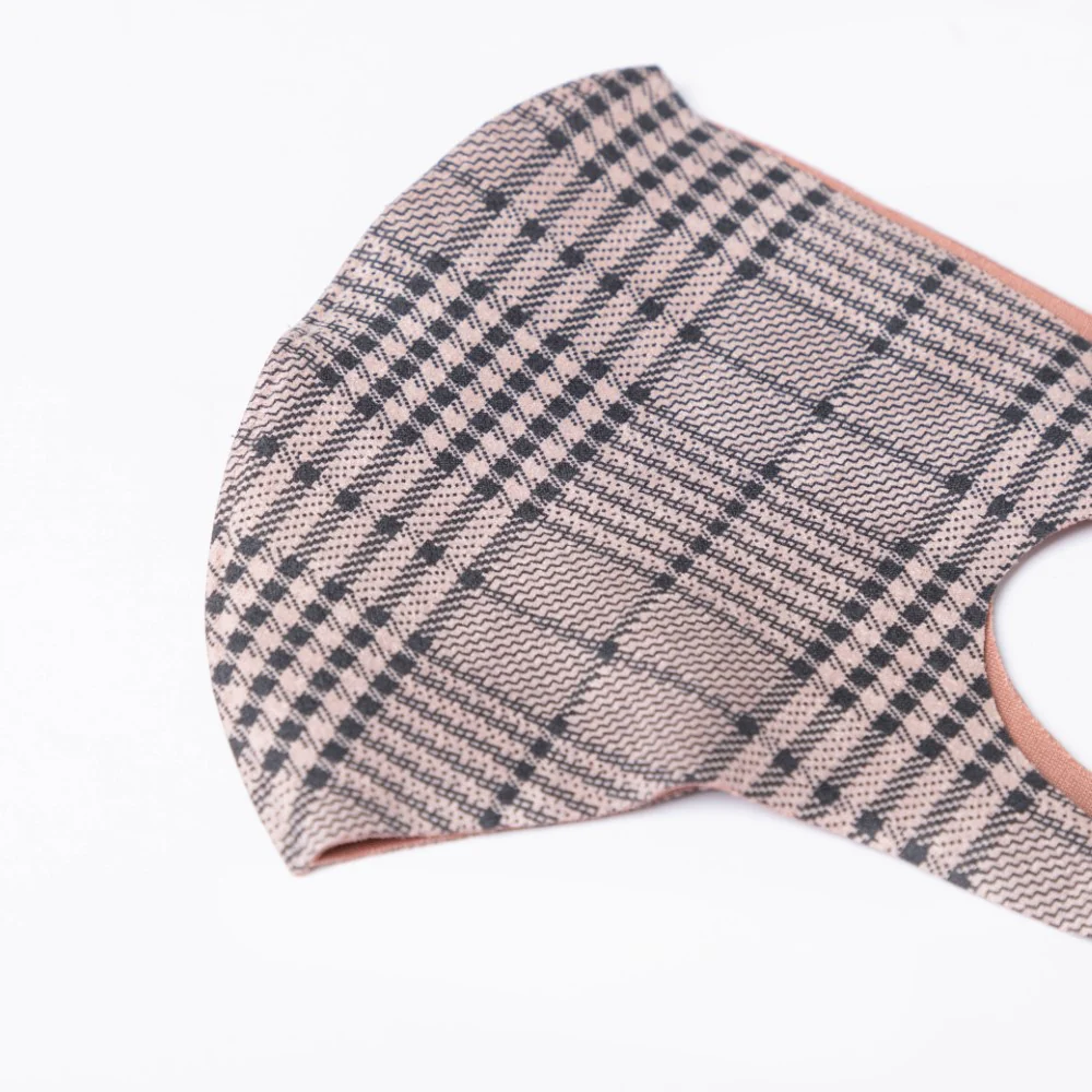 Checkered Pollution Protect Face Mask Brown Set Of 4 - Image 10