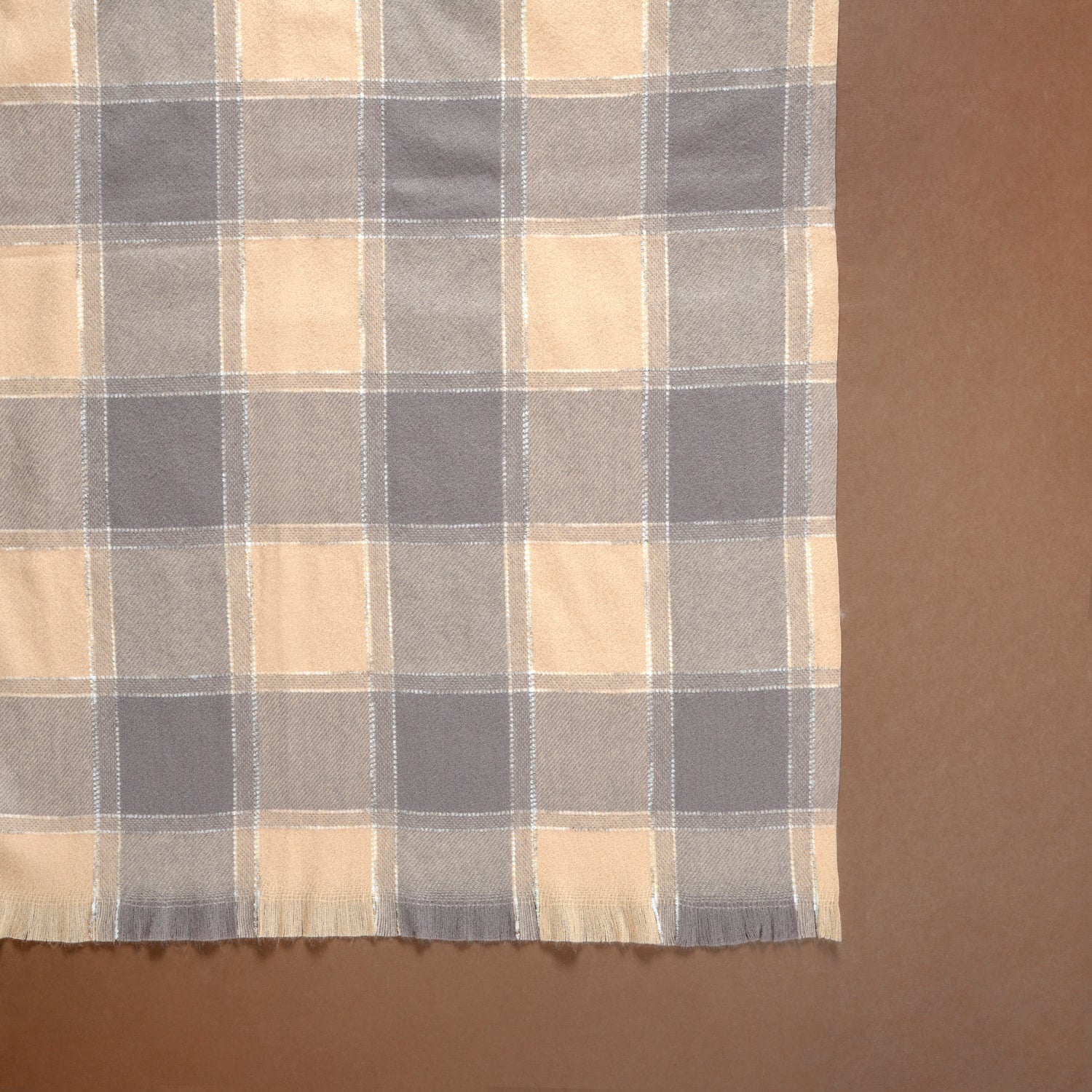 Checks Pattern Warm Shawl Scarf Grey And Beige - Image 6