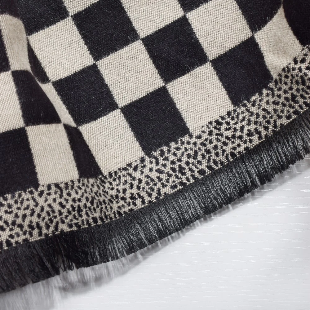 Chequered Designer Black & White Scarf - Image 5