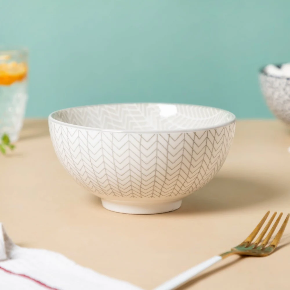 Chevron Grey Soup Bowl 400ml Set Of 2 - Image 3