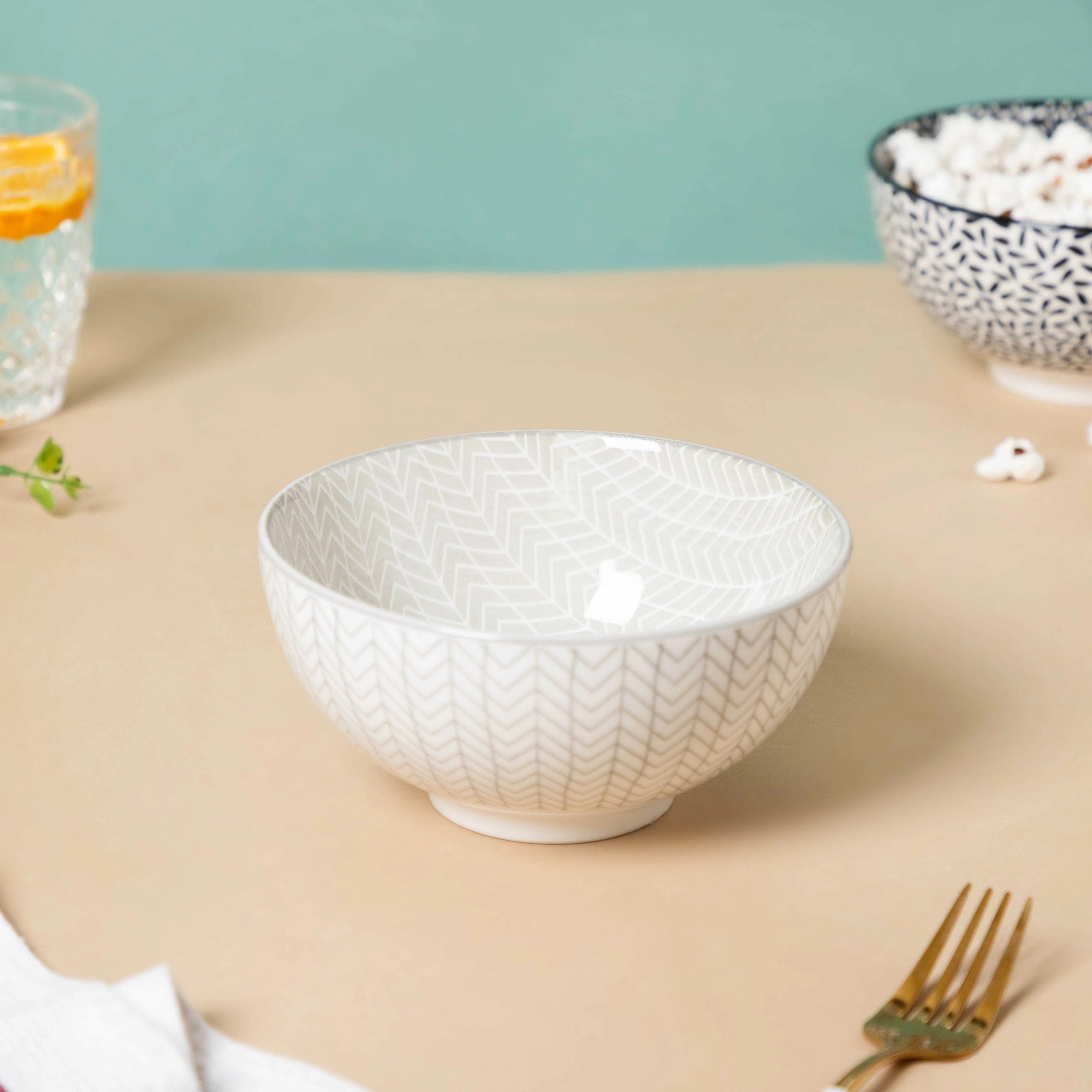 Chevron Grey Soup Bowl 400ml Set Of 2 - Image 7