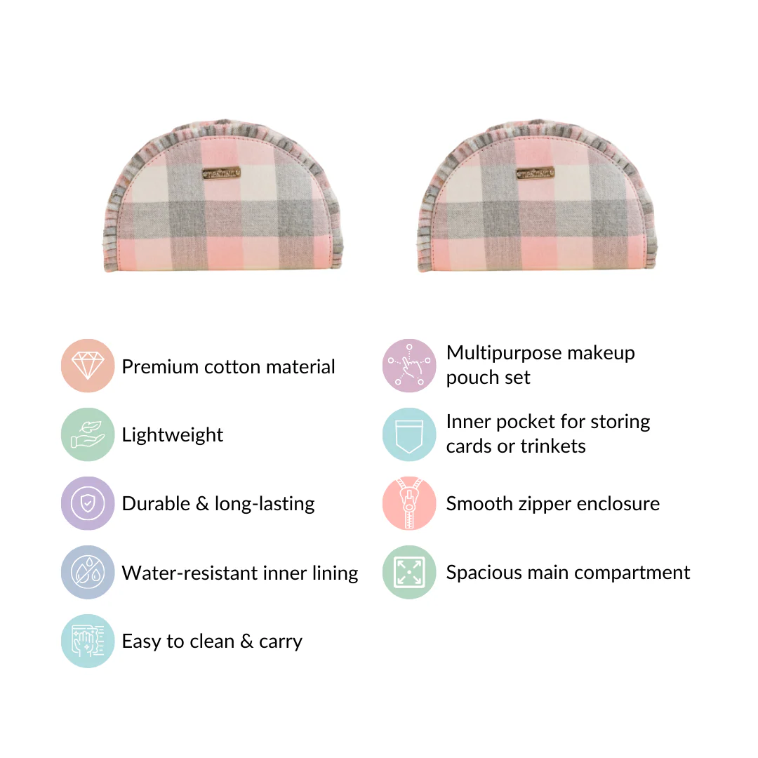 Chic Cotton Makeup Pouch Set Of 2 Pink - Image 4