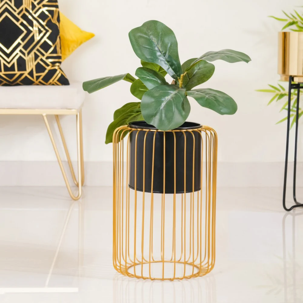 Chic Floor Planter With Gold Stand