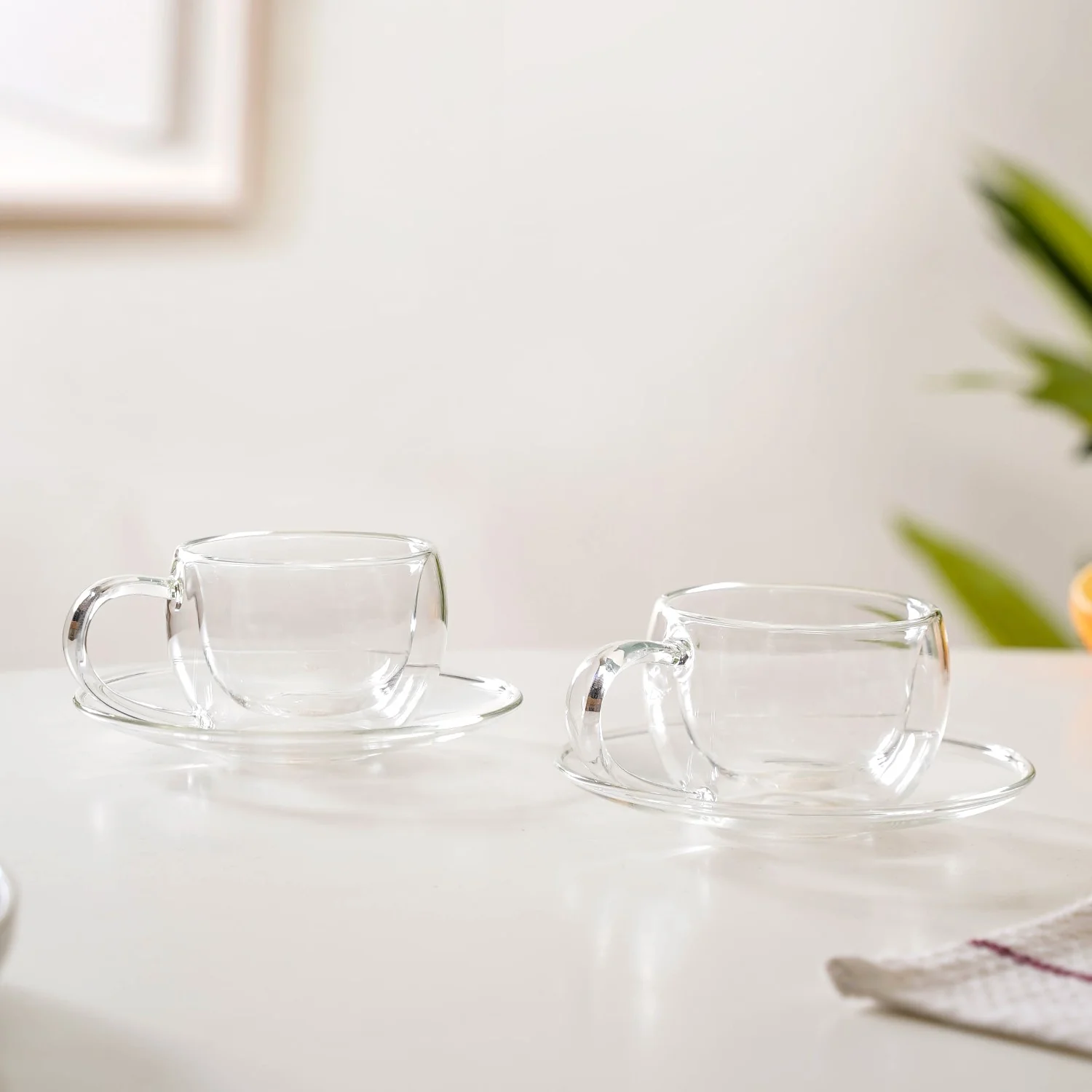 Chic Glass Cup And Saucer Set Of 4 100ml - Image 3