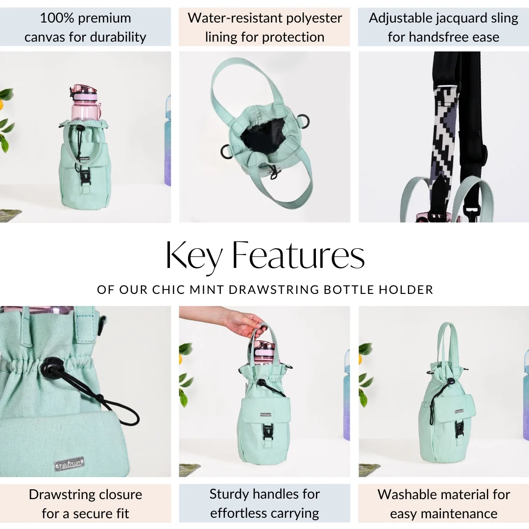 Chic Mint Drawstring Bottle Holder - Image 6