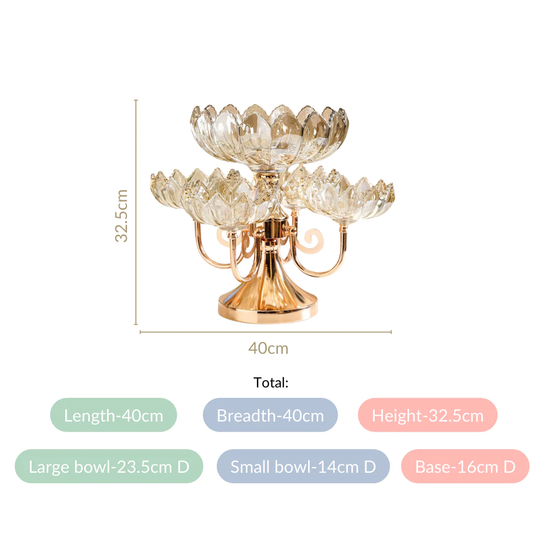 Chic Rotating Set of 5 Decorative Glass Bowls With Stand - Image 4