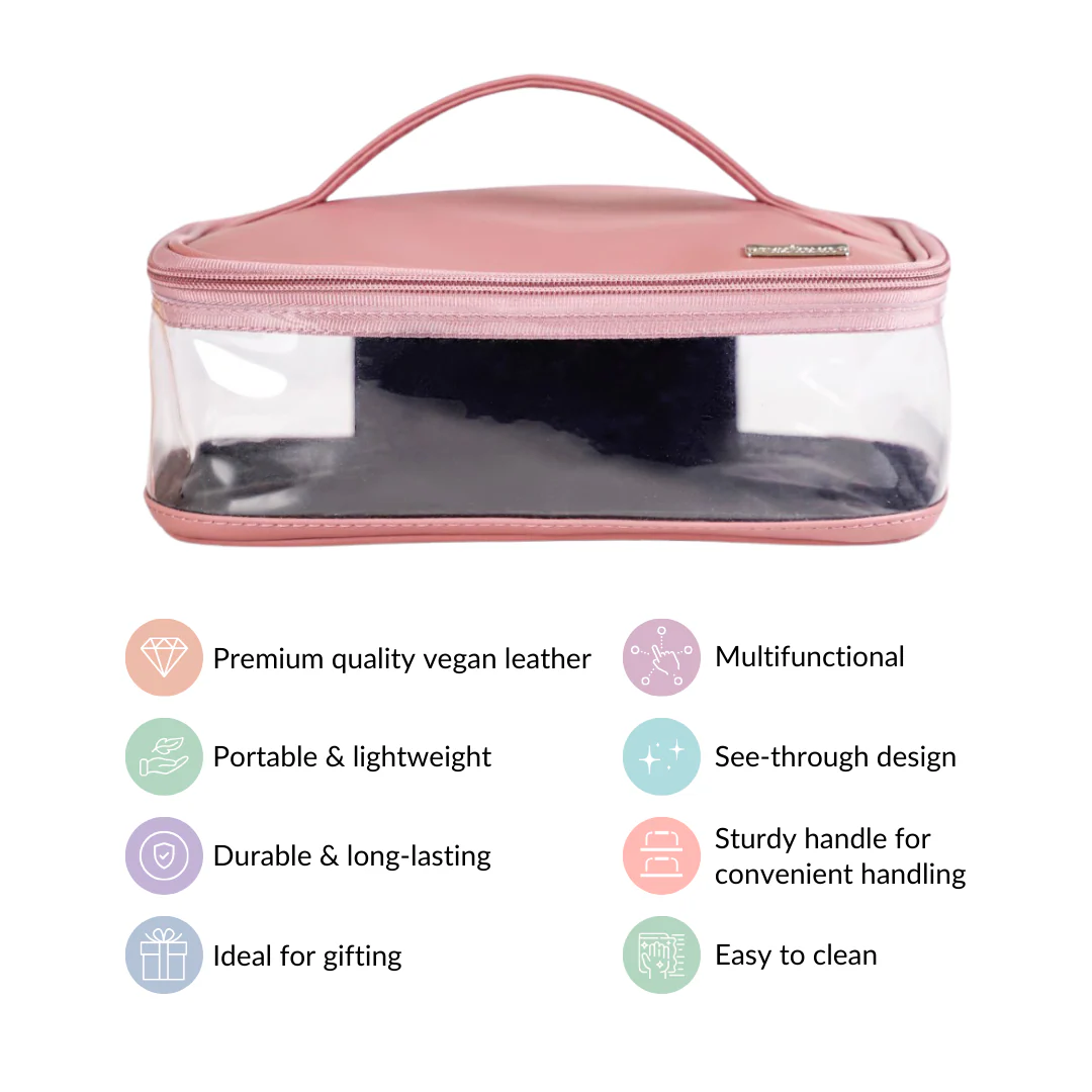 Chic Vegan Leather Toiletry Pouch Pink - Image 4