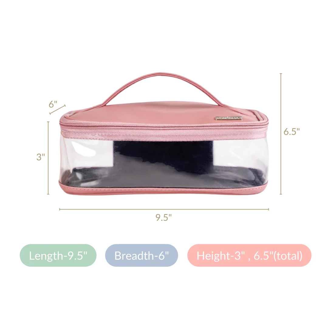 Chic Vegan Leather Toiletry Pouch Pink - Image 5