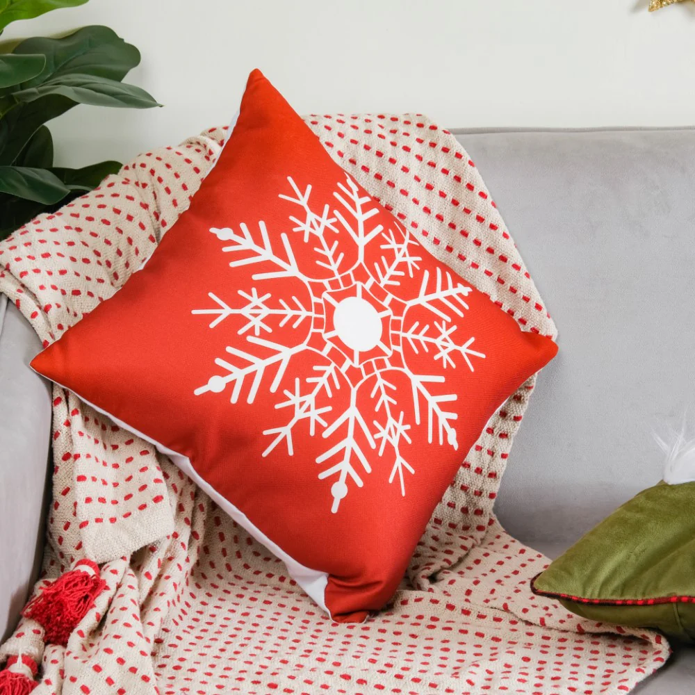 Christmas Velvet Snowflake Cushion Cover 16 X 16 Inch - Image 2