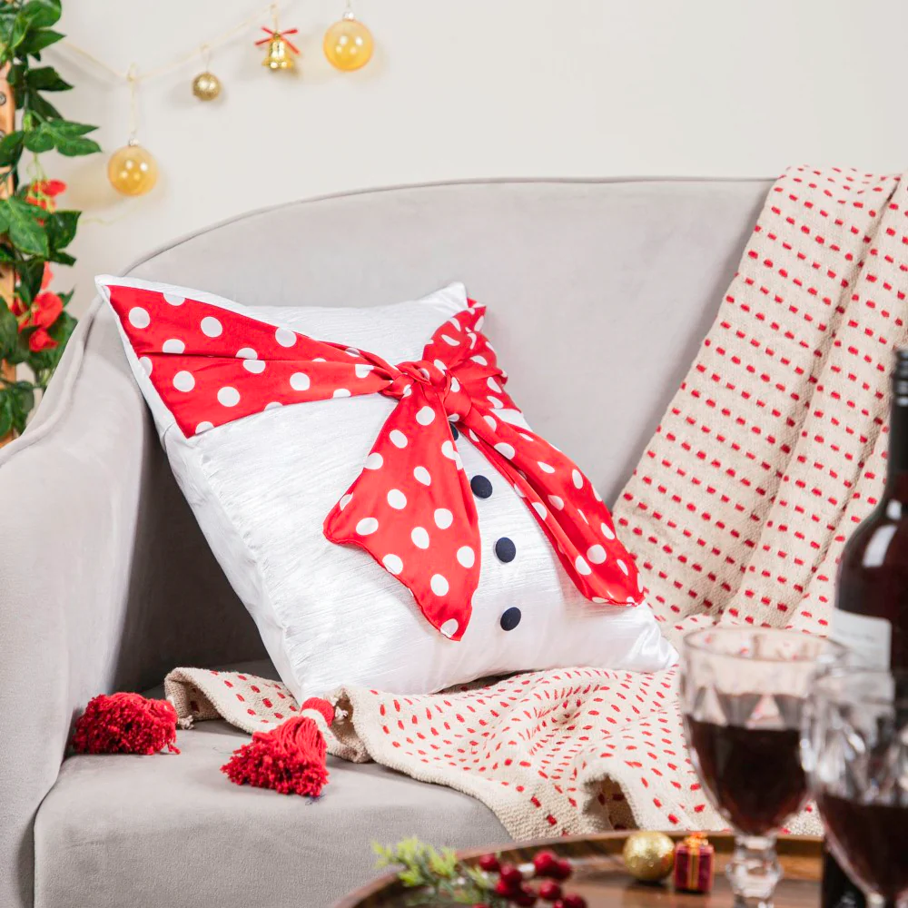 Christmas Snowman Velvet Cushion Cover 16 X 16 Inch - Image 2