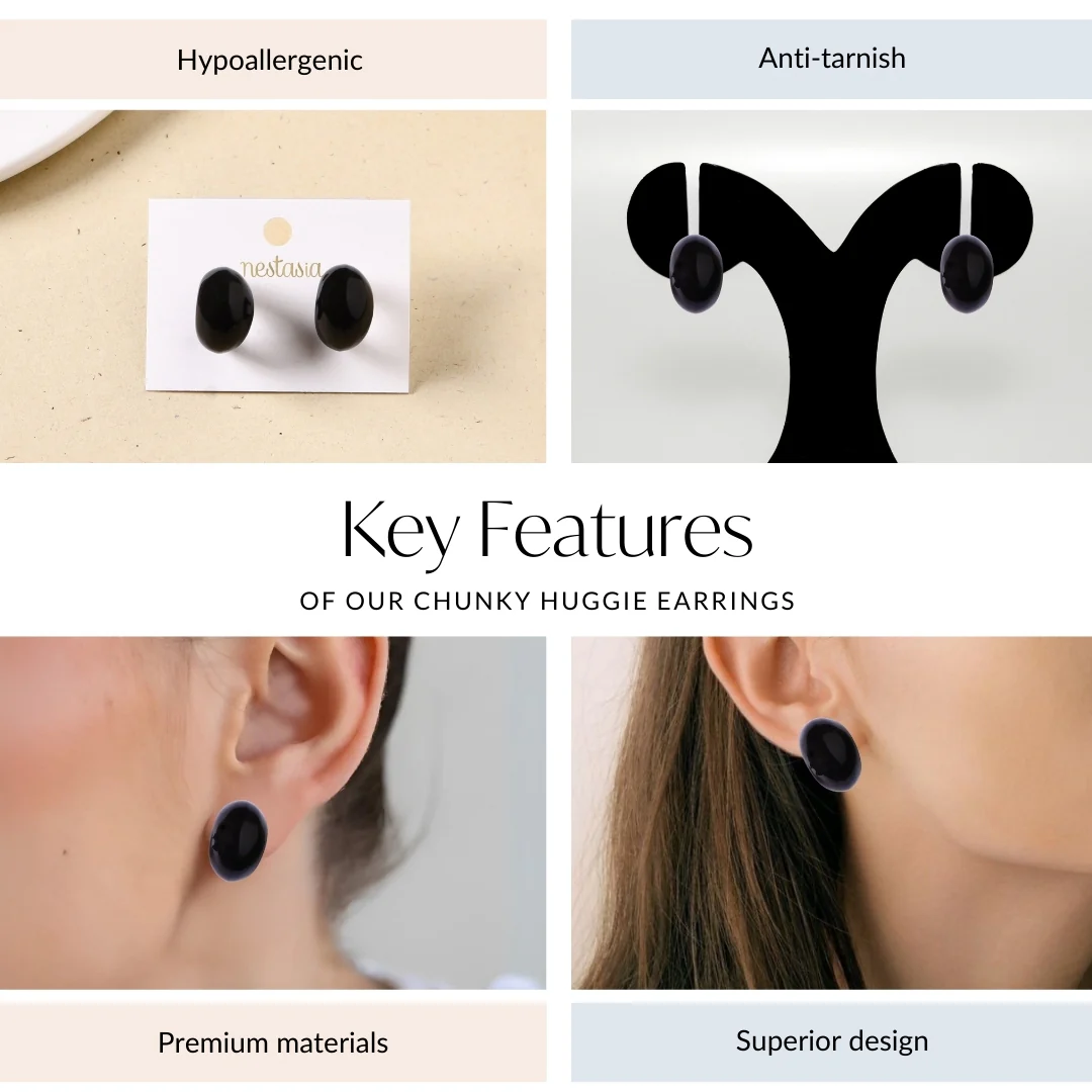 Chunky Huggie Earrings - Image 4