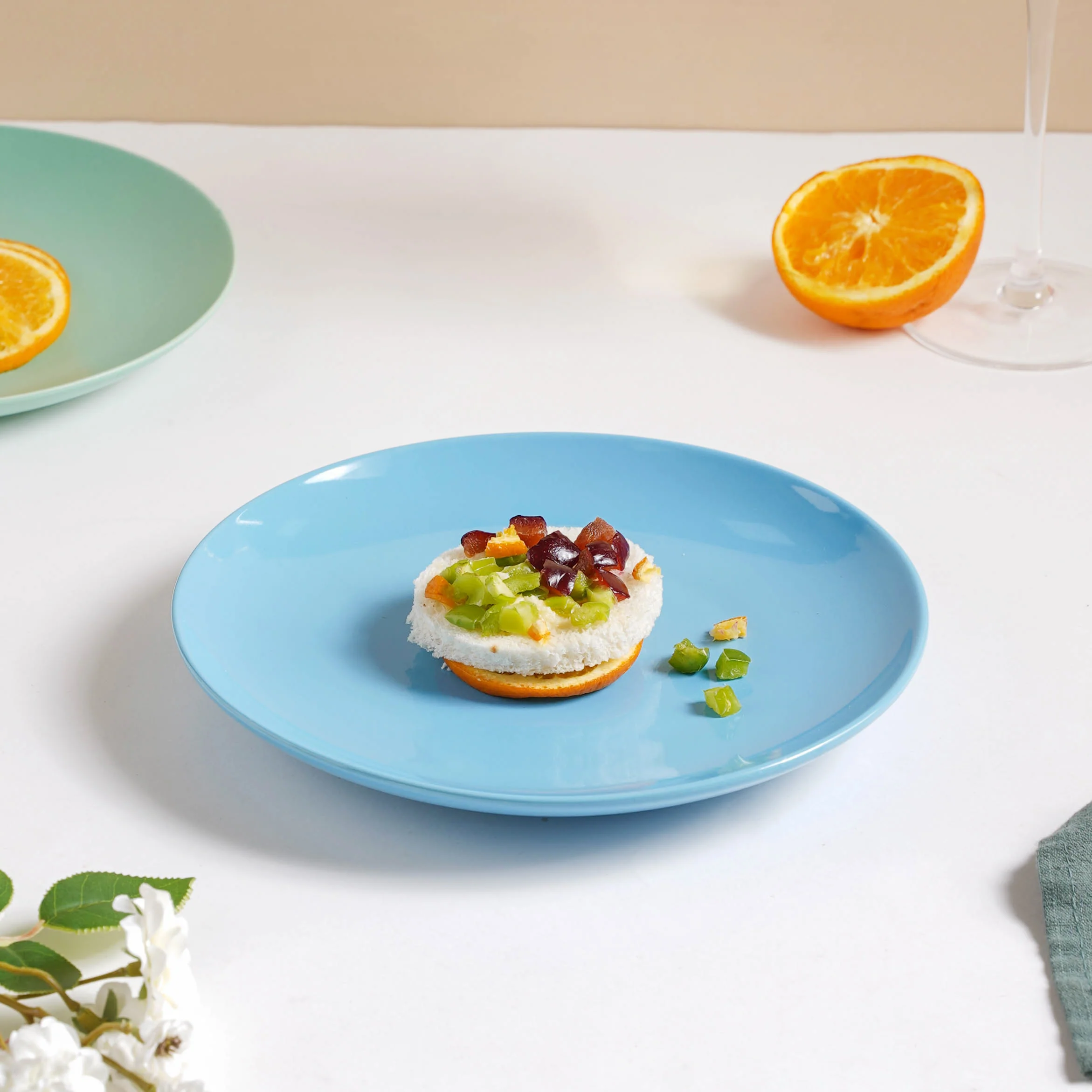 Cielo Blue Glossy Snack Plate 8 Inch