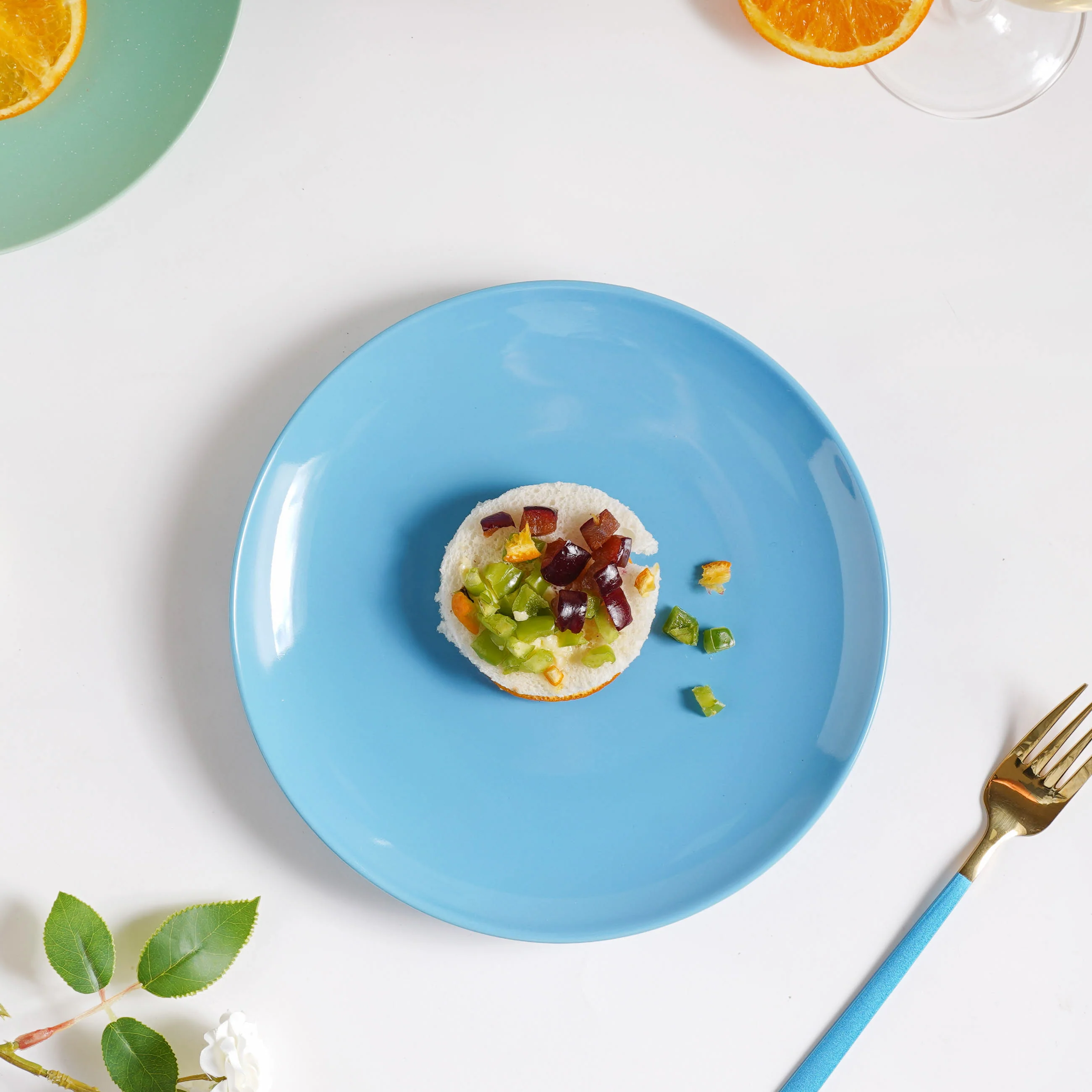 Cielo Blue Glossy Snack Plate 8 Inch - Image 5