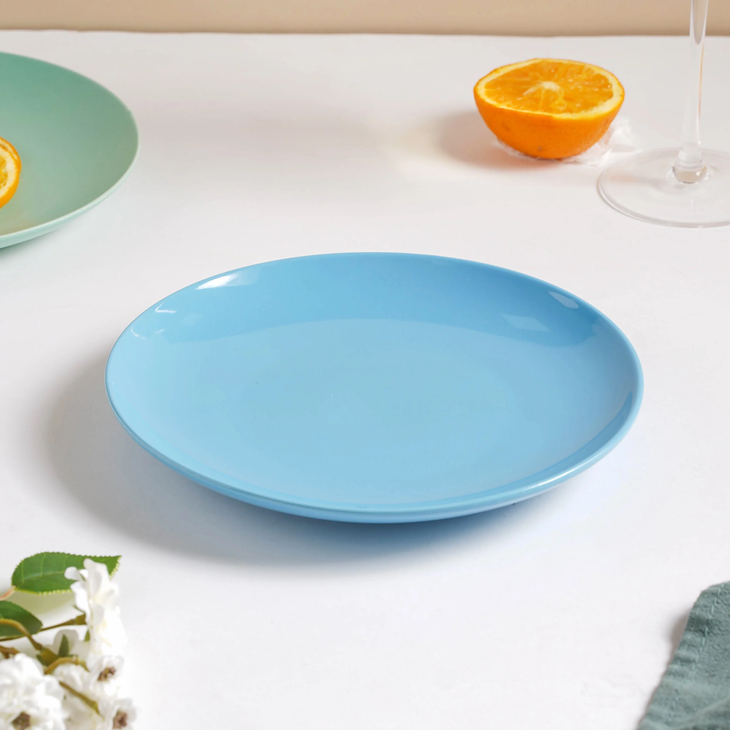Cielo Blue Glossy Snack Plate 8 Inch - Image 6