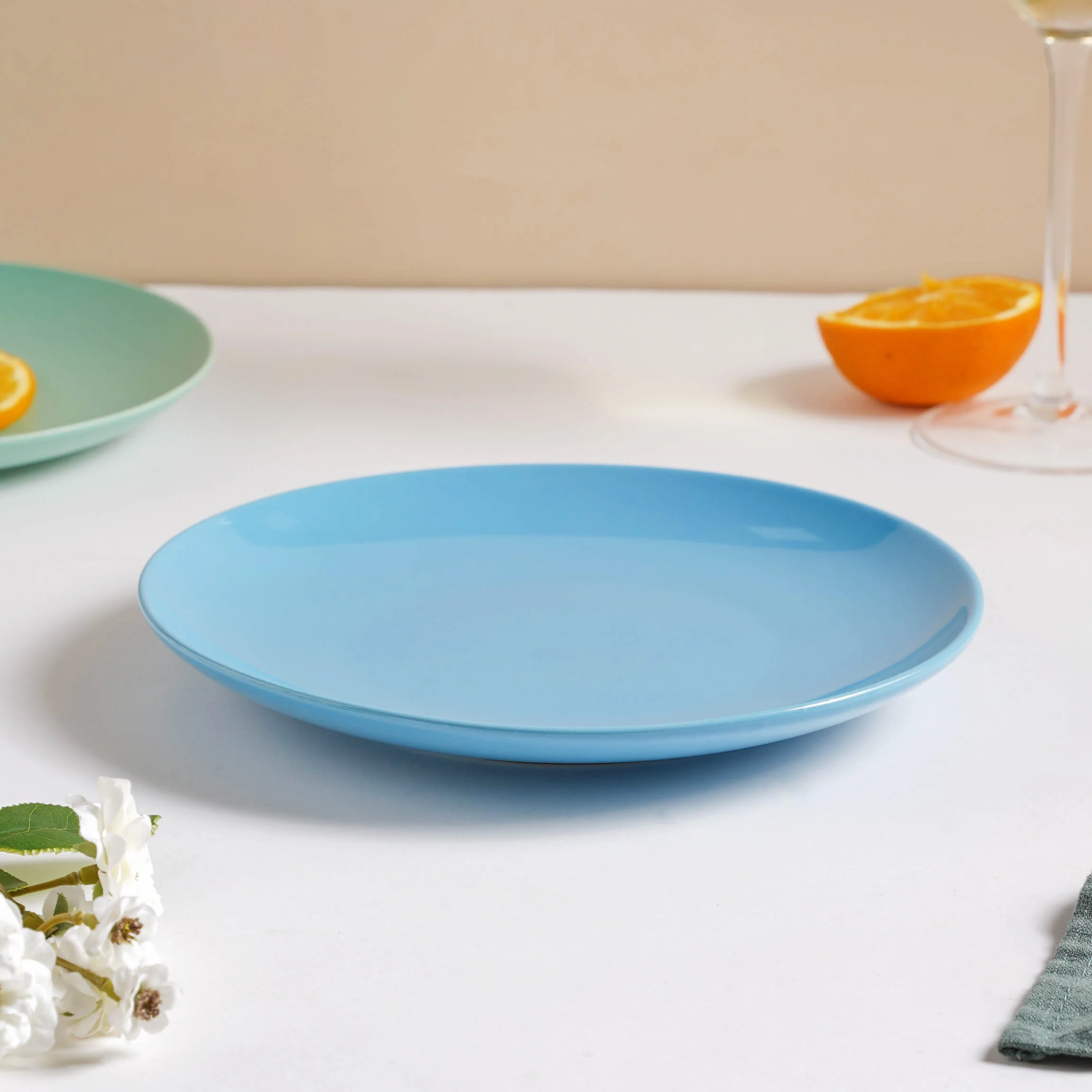 Cielo Blue Glossy Snack Plate 8 Inch - Image 7