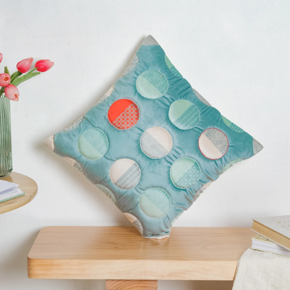 Circle Quilted Velvet Cushion Cover 16 inch - Image 8