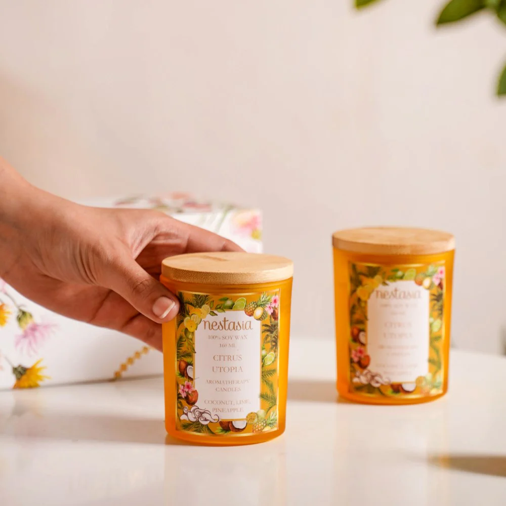 Citrus Scented Candle Jar With Lid Set Of 2 - Image 2