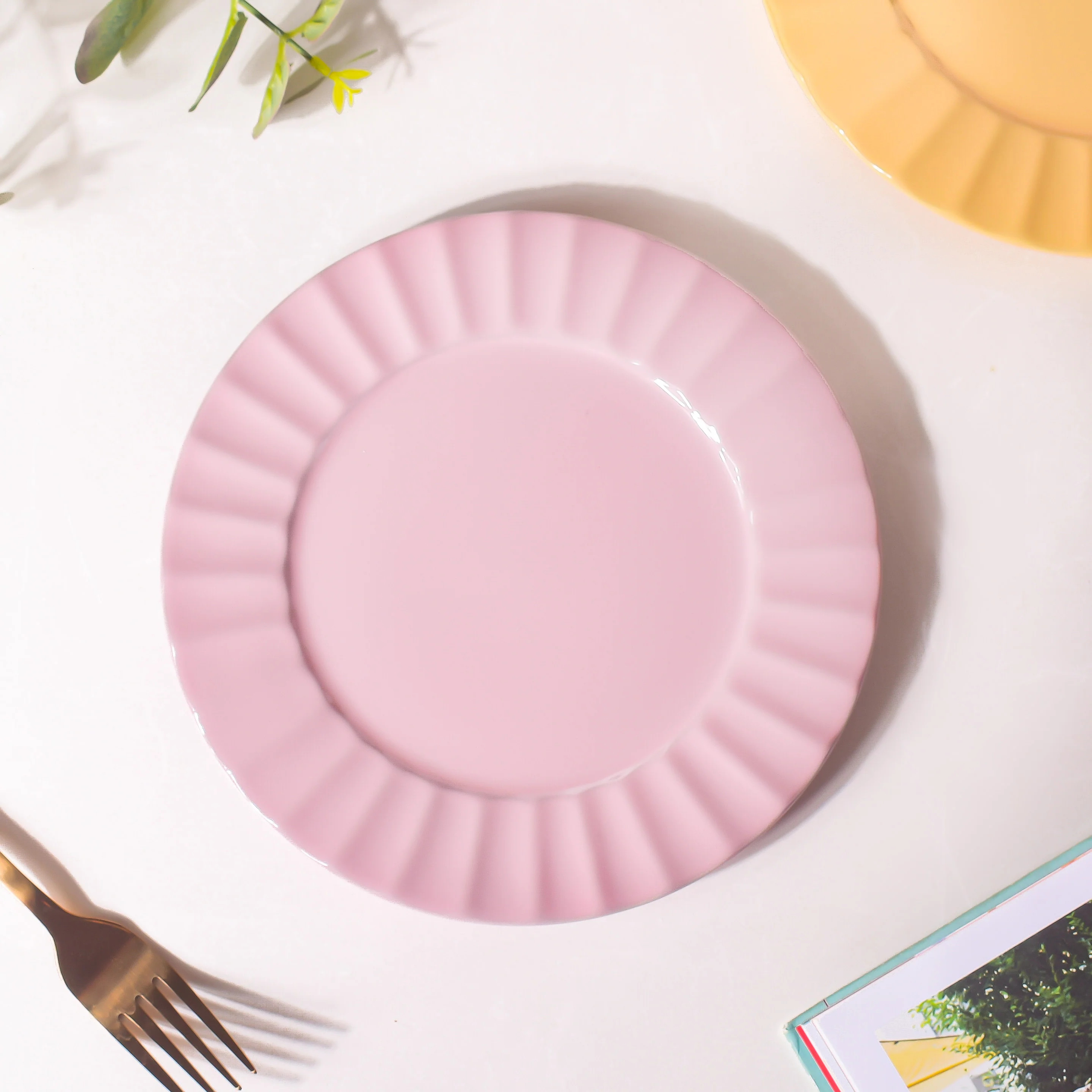 Claramay Pink Pastel Ceramic Snack Plate 8 Inch - Image 4
