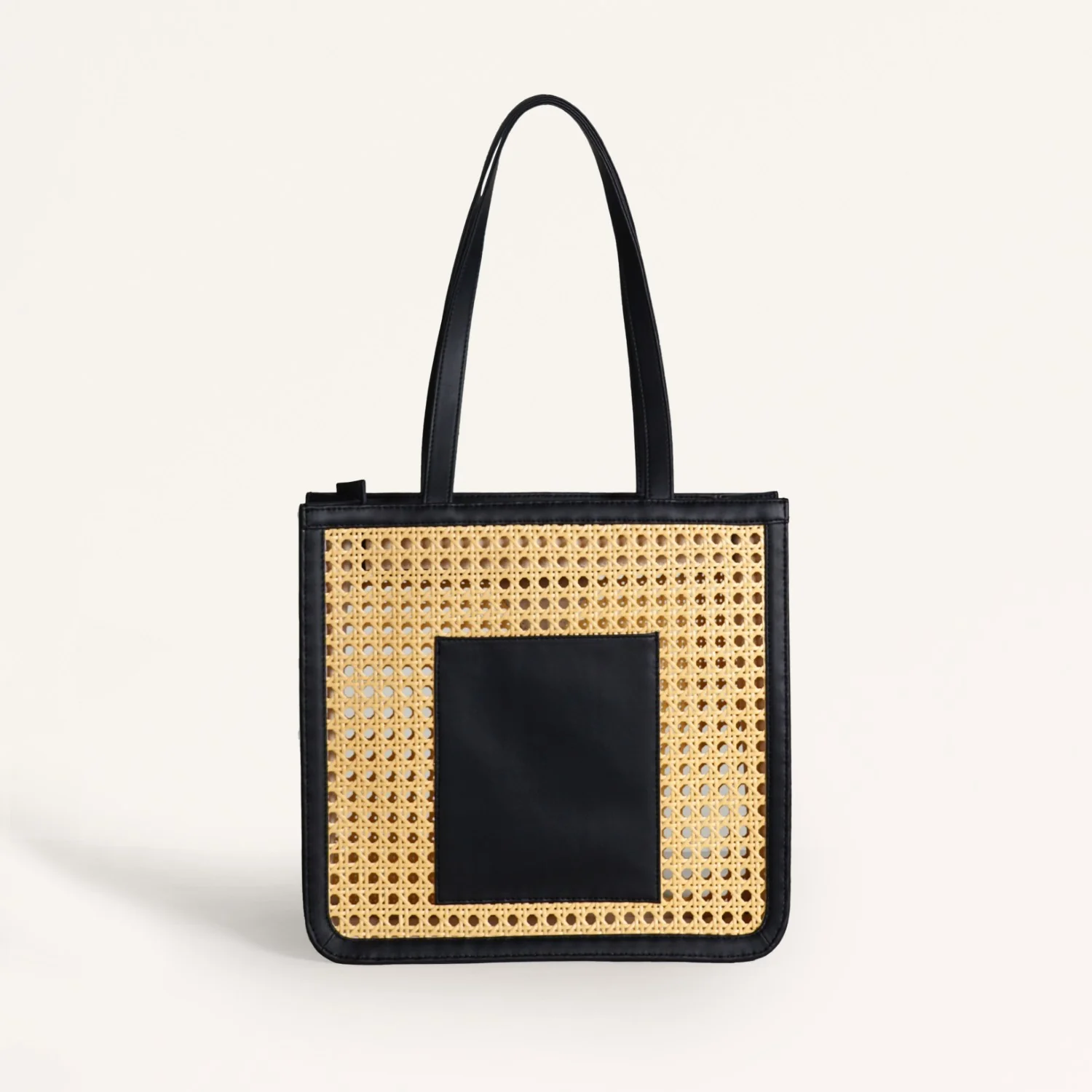 Classic Black Rattan Cane Webbing Tote Bag - Image 2