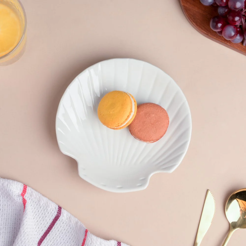 Classic Ceramic Sea Shell Snack Plate White