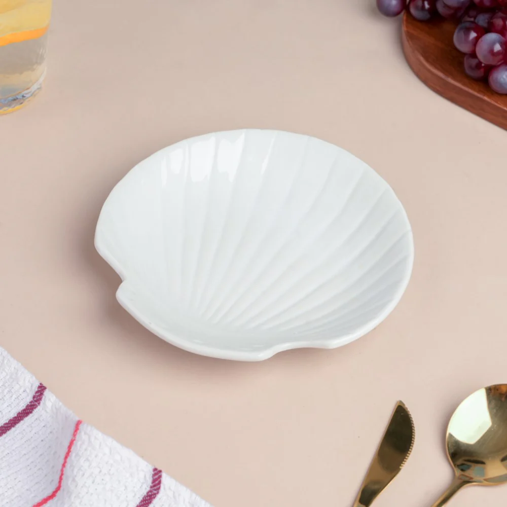 Classic Ceramic Sea Shell Snack Plate White - Image 6