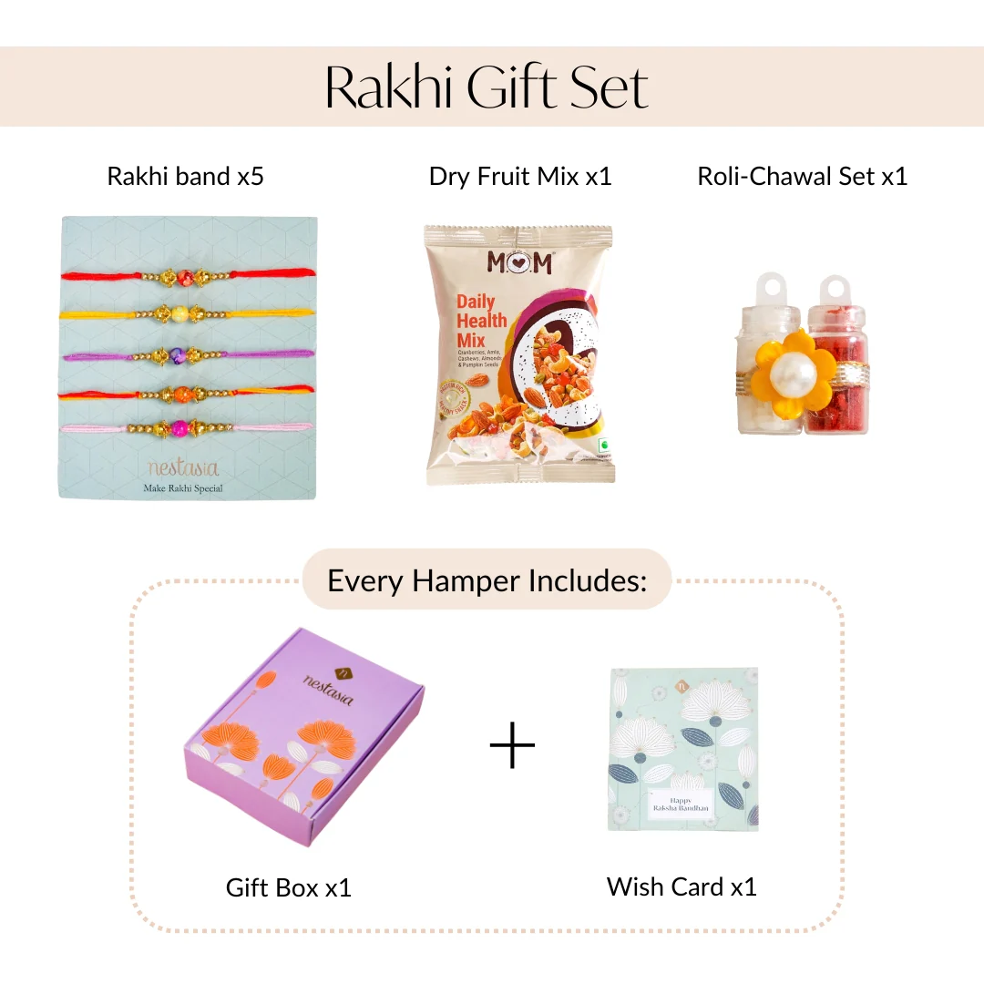 Set Of 5 Classic Rakhi Gift Pack for Brother - Image 4