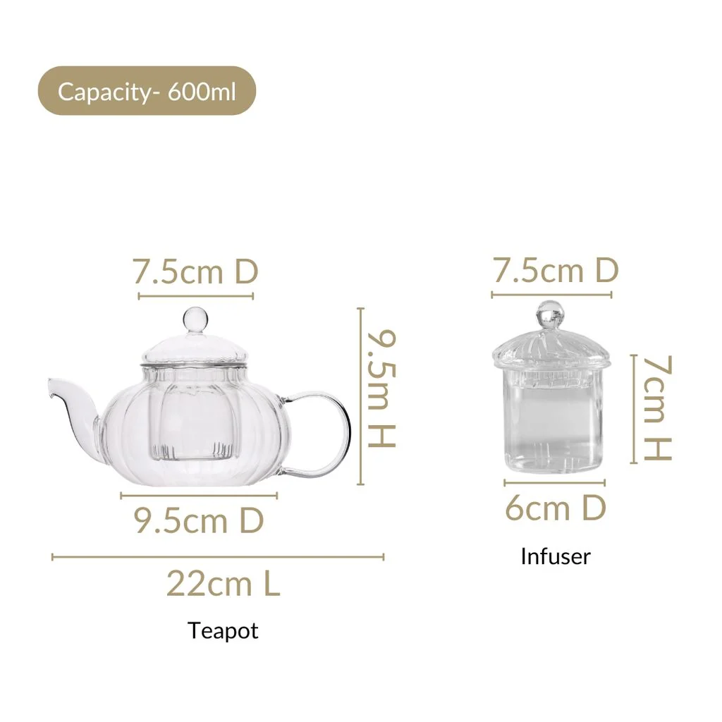 Classic Glass Tea Pot With Infuser 600ml - Image 3