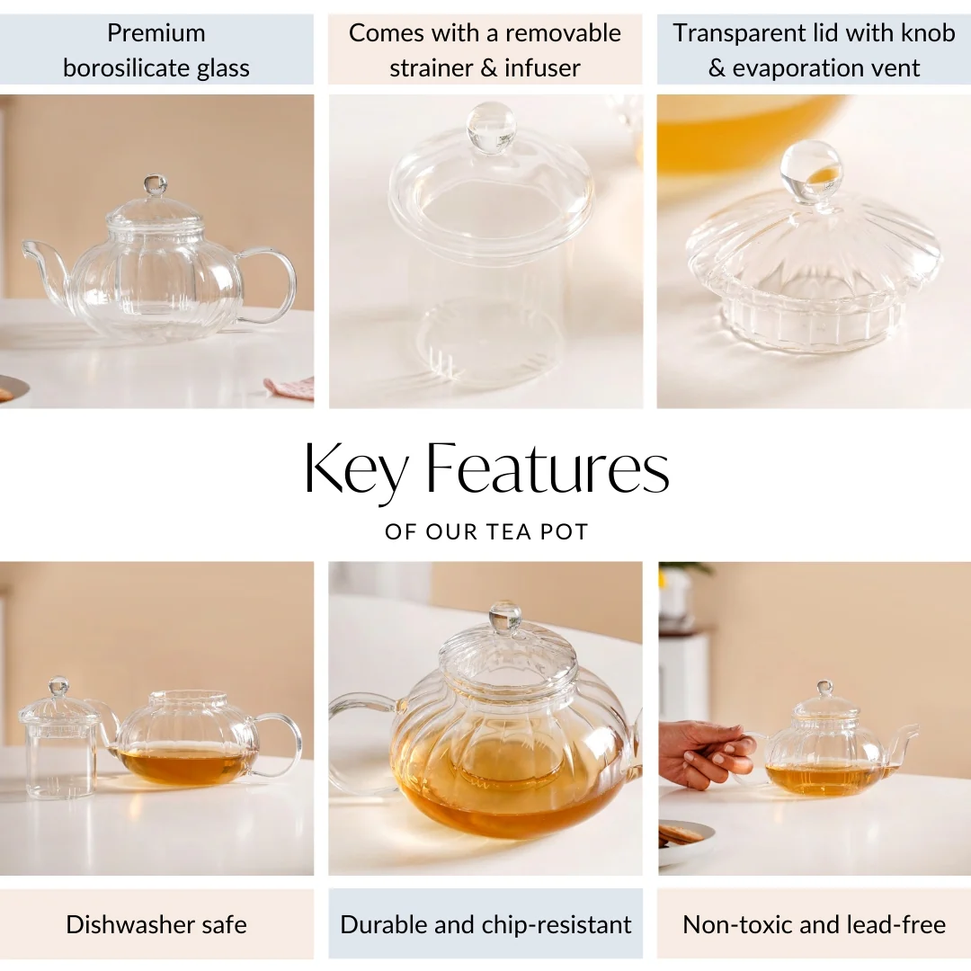 Classic Glass Tea Pot With Infuser 600ml - Image 5