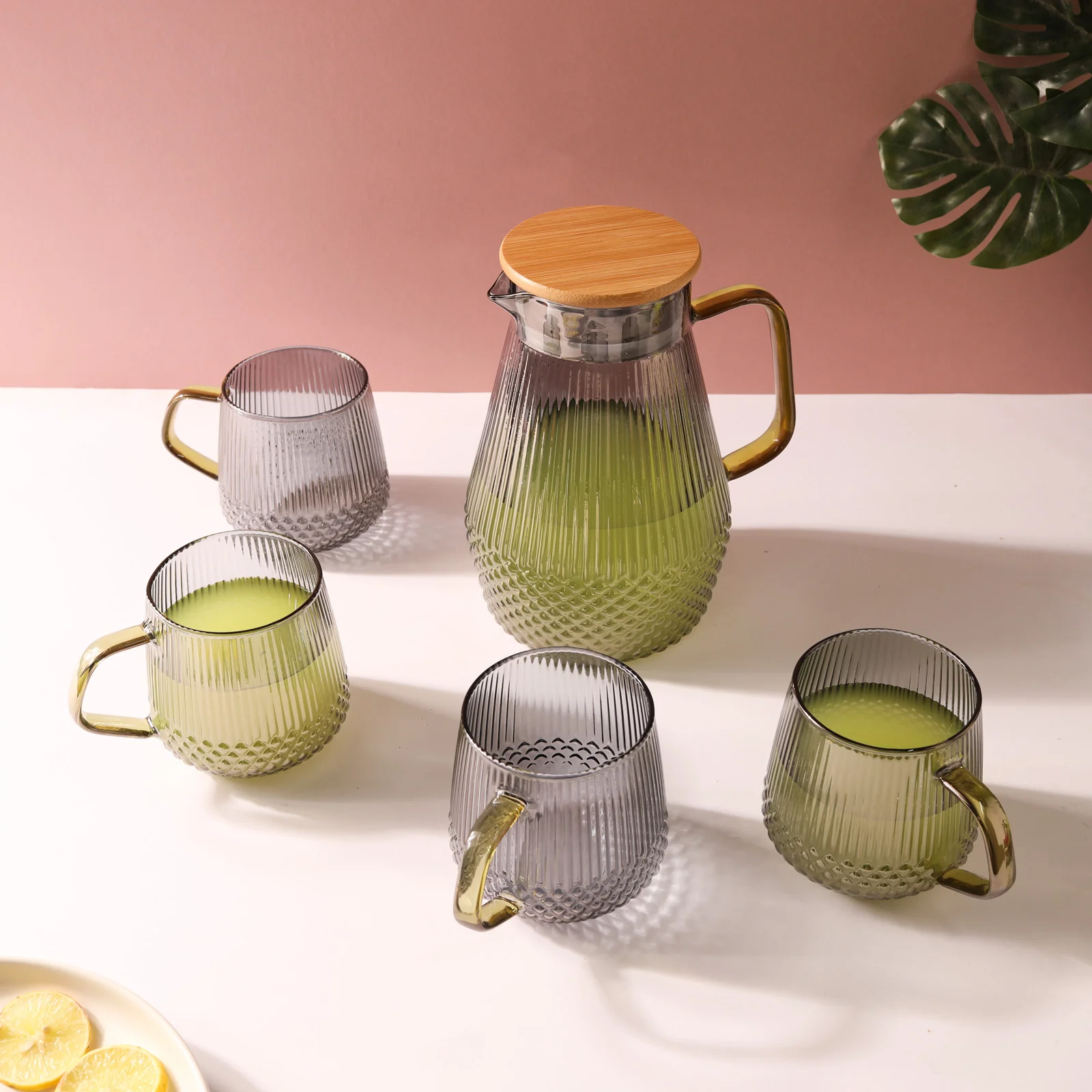 Classic Glass Tea Set of 5 - Grey