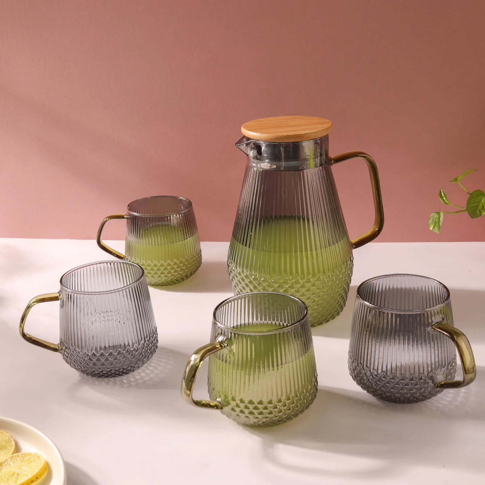 Classic Glass Tea Set of 5 - Grey - Image 8