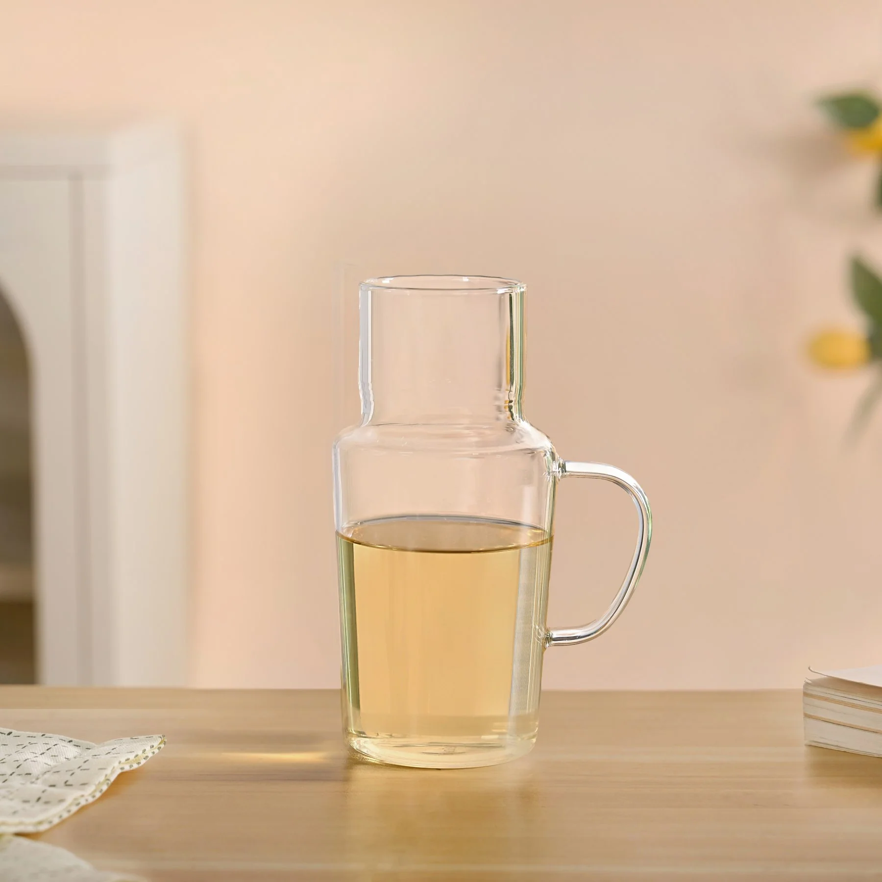 Clear Glass Carafe With Cup - Image 3
