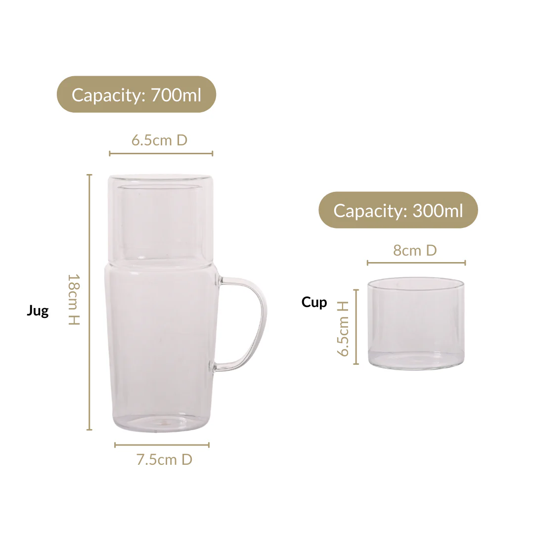 Clear Glass Carafe With Cup - Image 4
