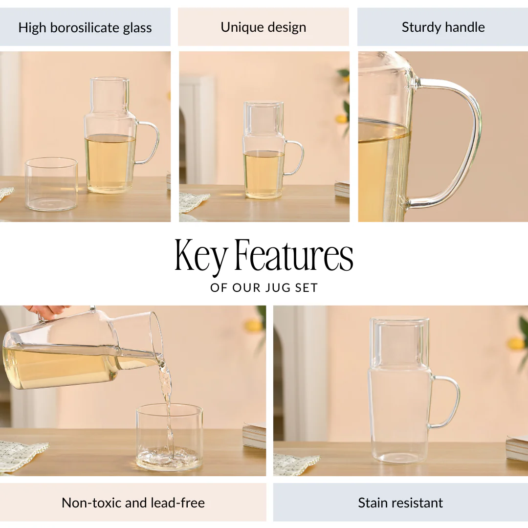Clear Glass Carafe With Cup - Image 5