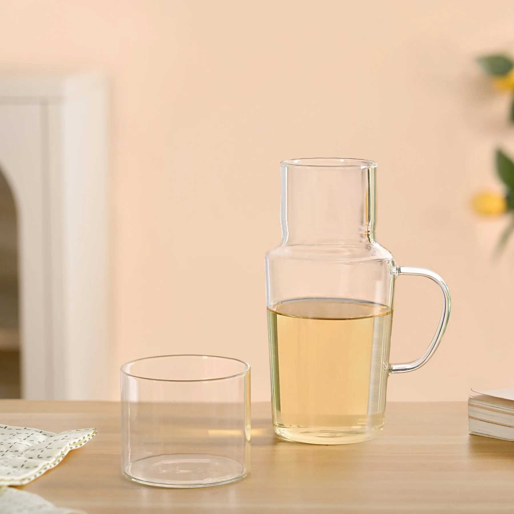 Clear Glass Carafe With Cup - Image 7
