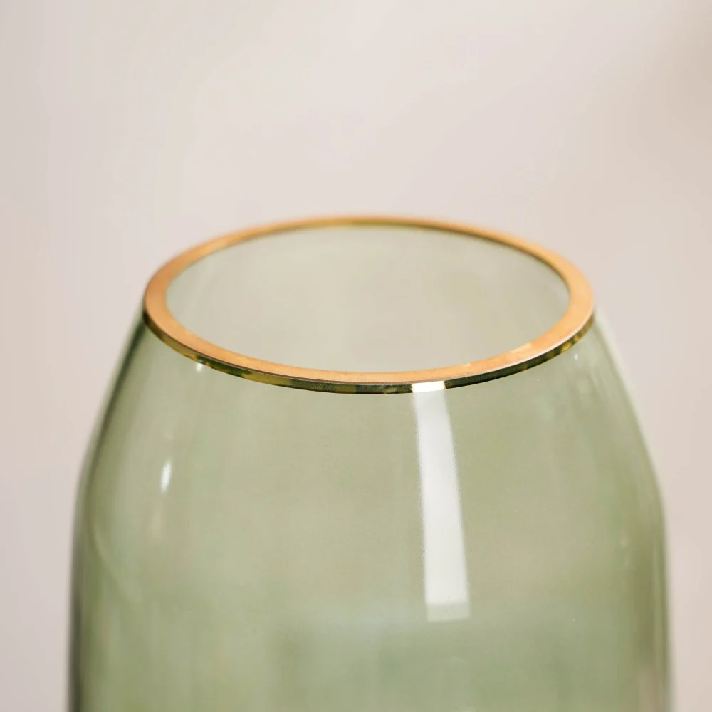 Clear Glass Gold Detailed Vase Green 11 Inch - Image 8