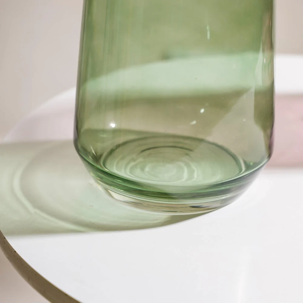 Clear Glass Gold Detailed Vase Green 9 Inch - Image 6