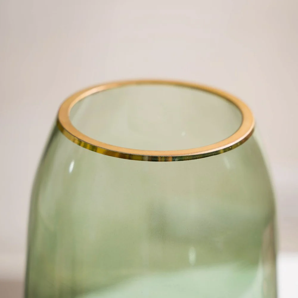 Clear Glass Gold Detailed Vase Green 9 Inch - Image 8