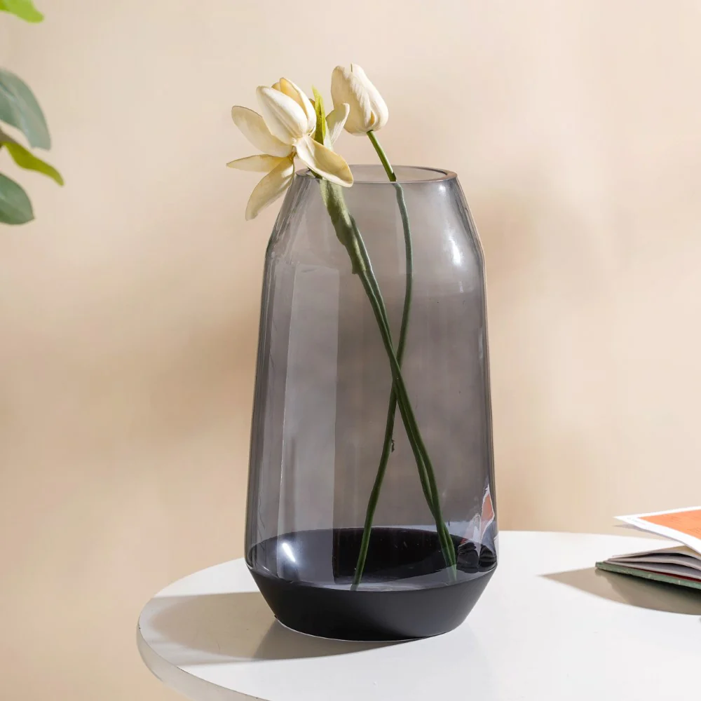 Clear Glass Vase Grey 11 Inch - Image 3