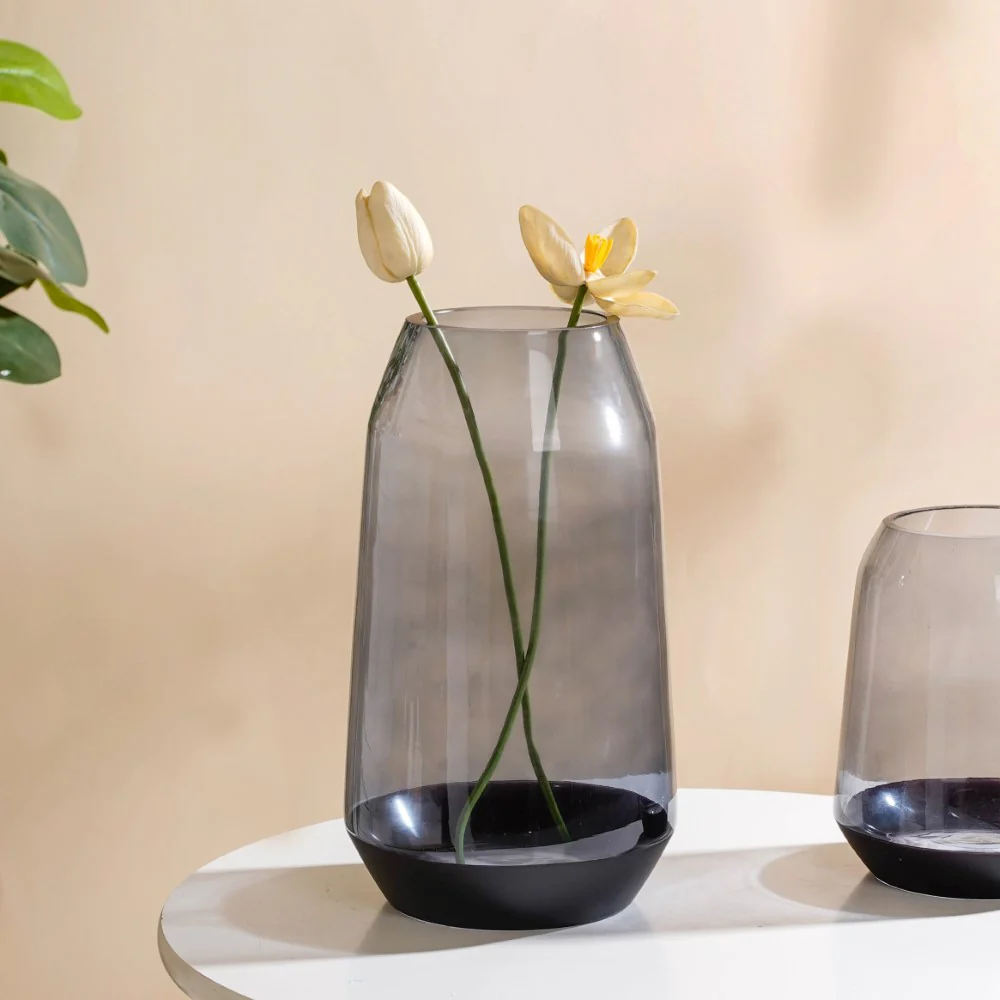 Clear Glass Vase Grey 11 Inch - Image 4