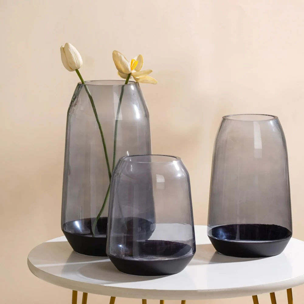 Clear Glass Vase Grey 9 Inch - Image 7
