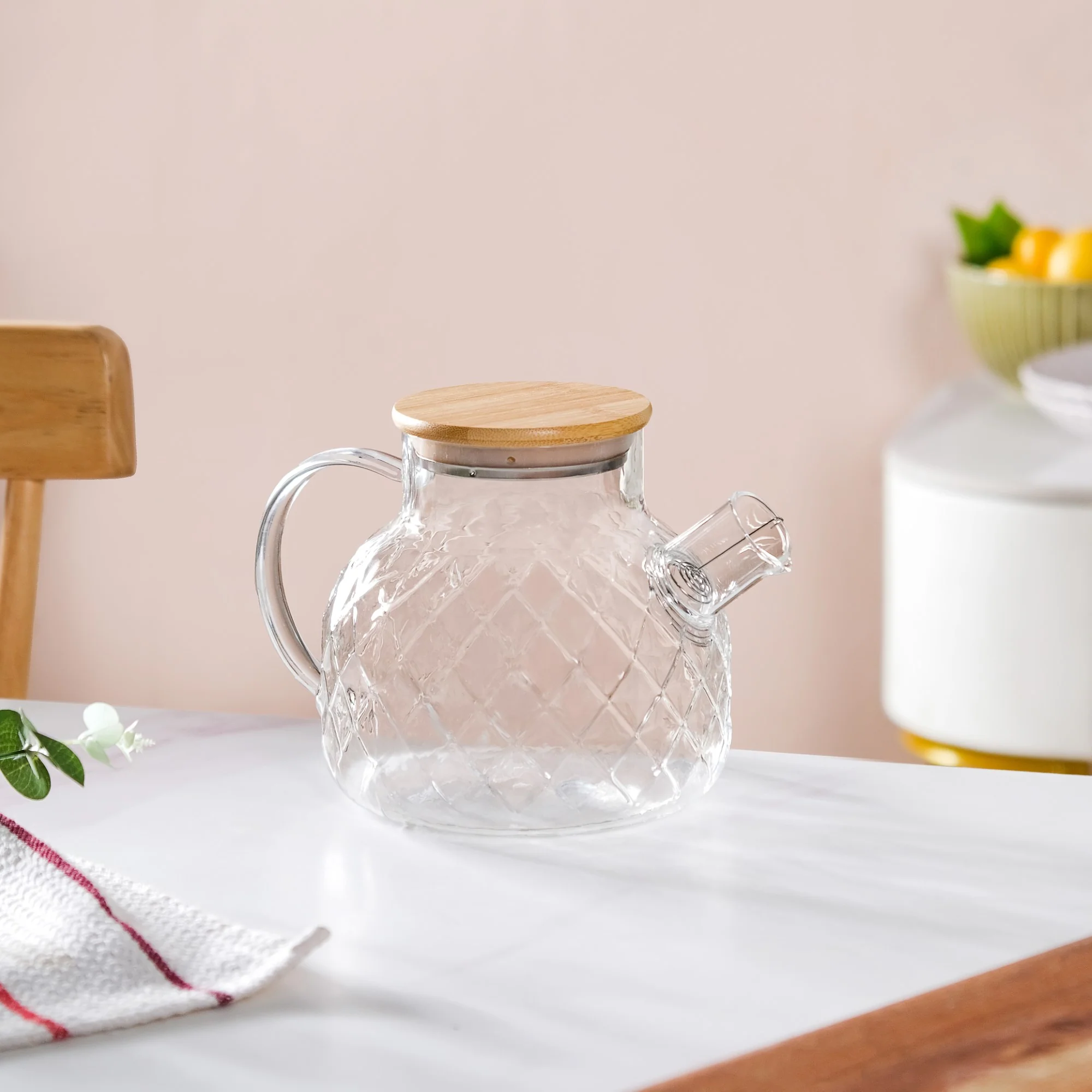Clear Luxe Diamond Borosilicate Glass Jug 1000ml - Image 9
