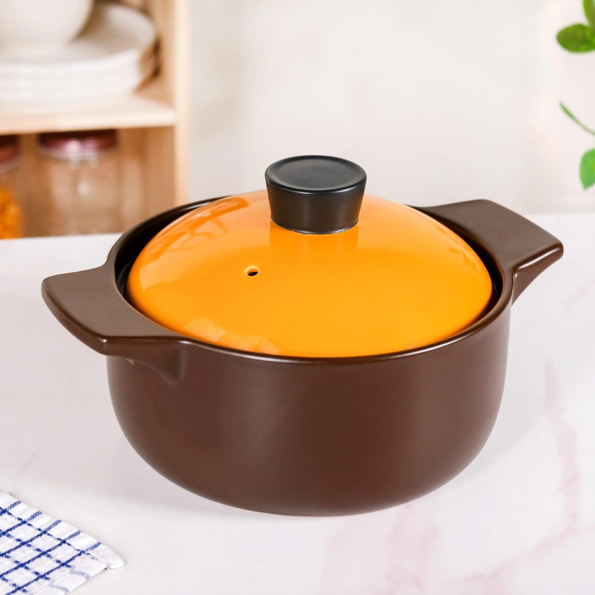 Clementine Ceramic Deep Cooking Pot With Lid 3200ml - Image 10