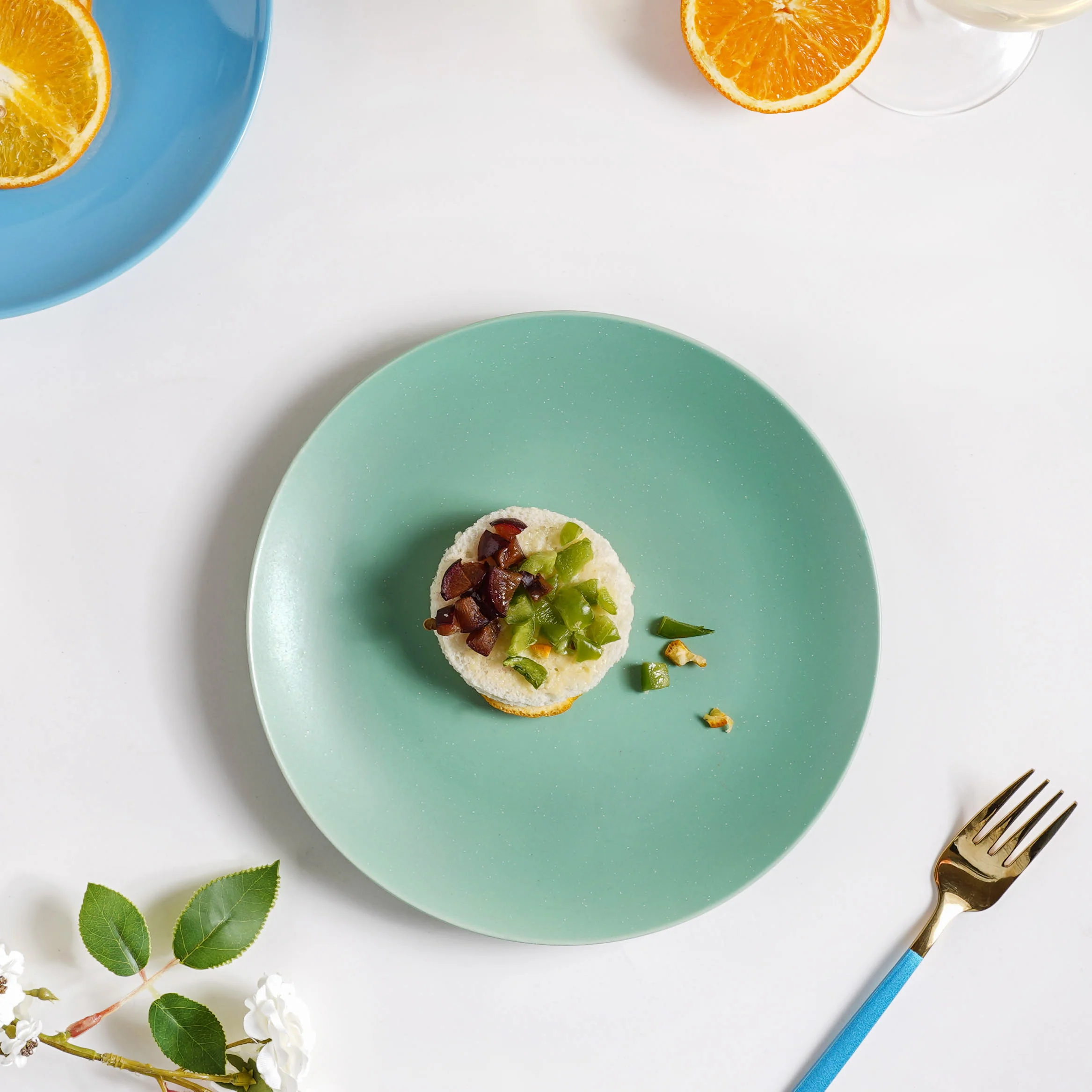Cloris Matte Green Snack Plate 8 Inch - Image 3