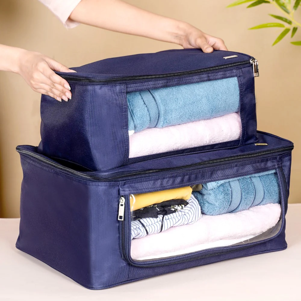 Wardrobe Storage Organiser Bag Set Of 2 Blue - Image 3