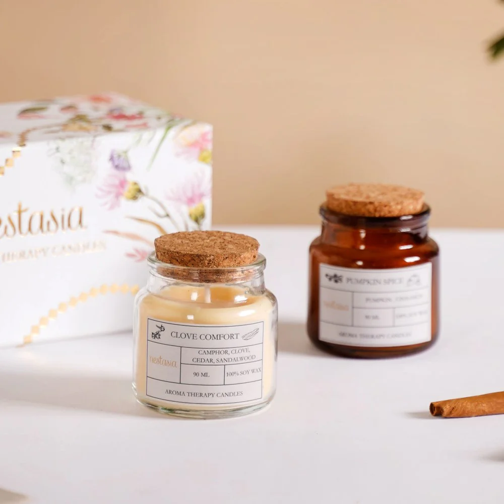 Clove & Pumpkin Spice Aromatic Soy Wax Candles Set Of 2 - Image 3