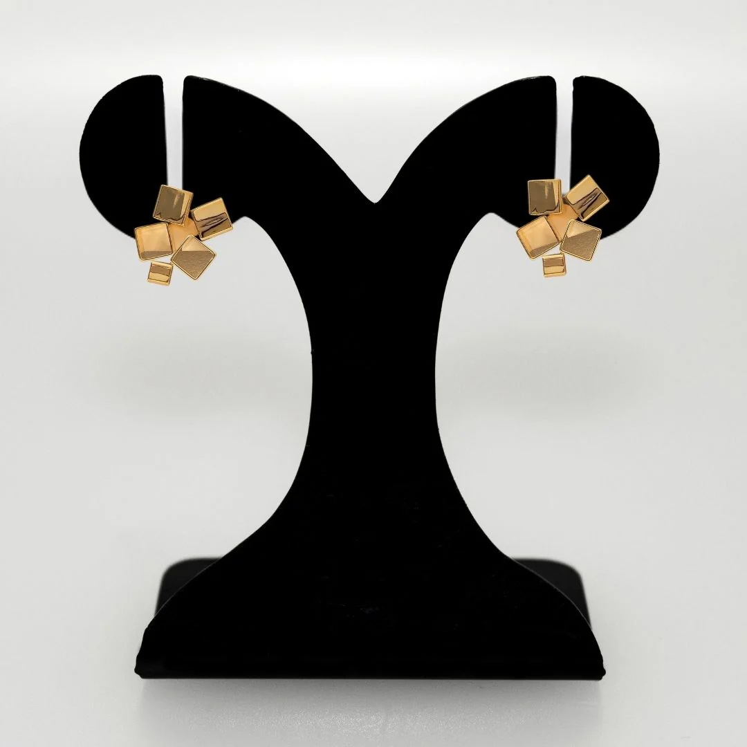 Clustered Prism Studs Gold - Image 6