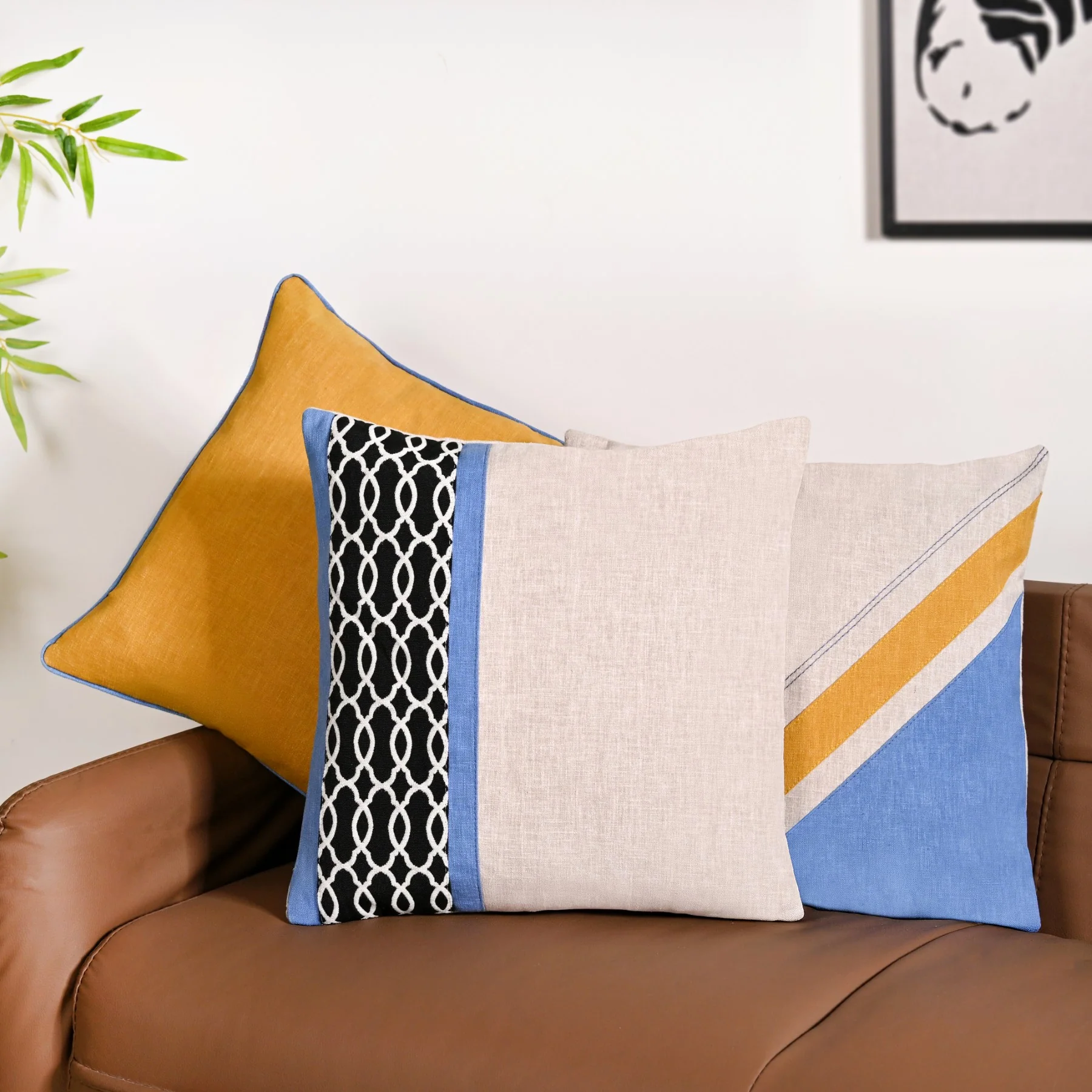 Coastal Contrast Cushion Cover Set Of 3 40x40cm